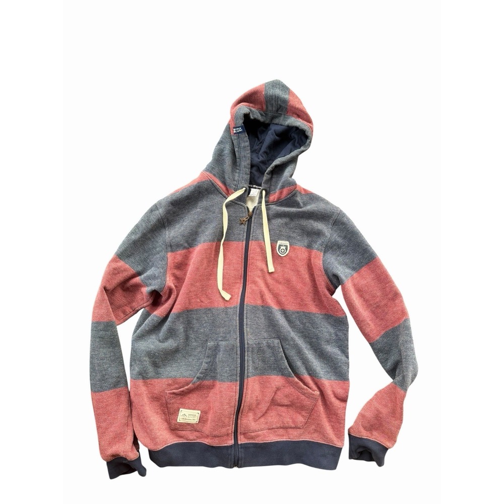 Vintage 90s XL Lifted Research Group Striped Full Zip Hoodie Jacket Skater Rare